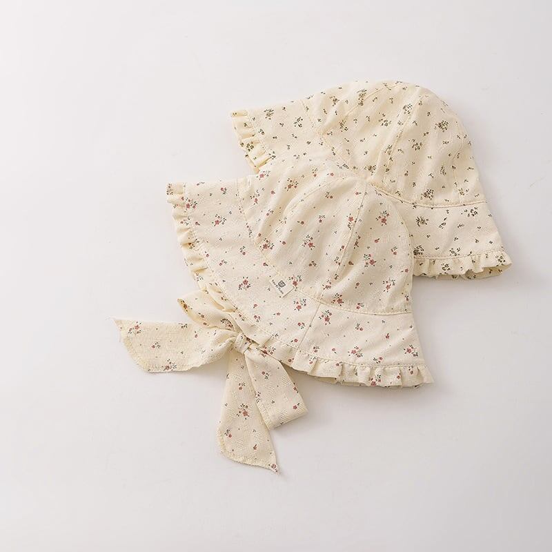 【HAT】リボン付き小花ボンネット　帽子 C0128