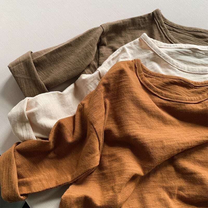 [Autumn New Arrival] Simple Versatile Plain Cotton T-Shirt - 8 Colors A0865