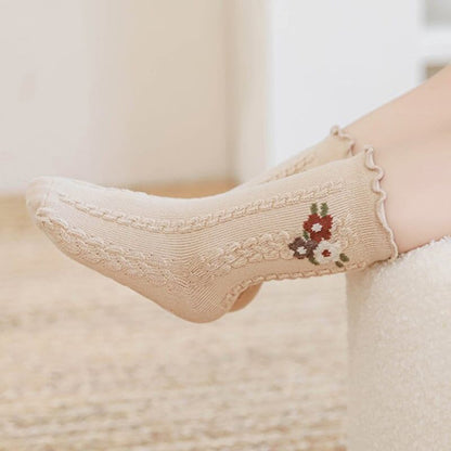 【SOCKS】Embroidered flower socks C0224