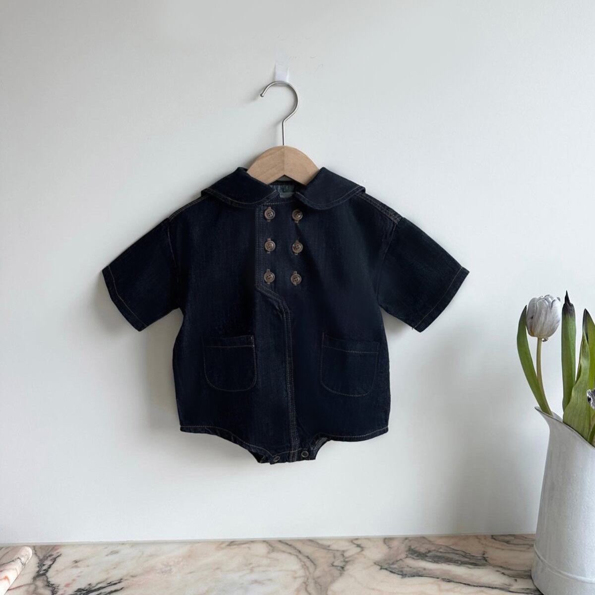 [Autumn New Arrival] Simple Design Denim Romper - All 2 Colors A0638