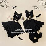 【秋新作】帽子付ハロウィンコウモリ風トップス＆レギンス3点セット A0084