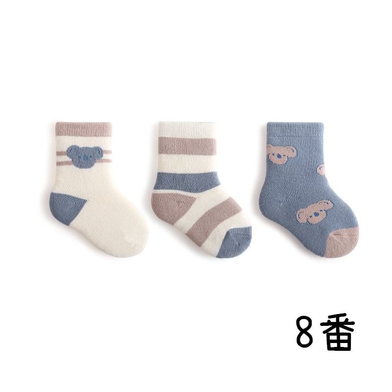 【SOCKS】暖かいカートゥーンソックス　3ペアセット C0205