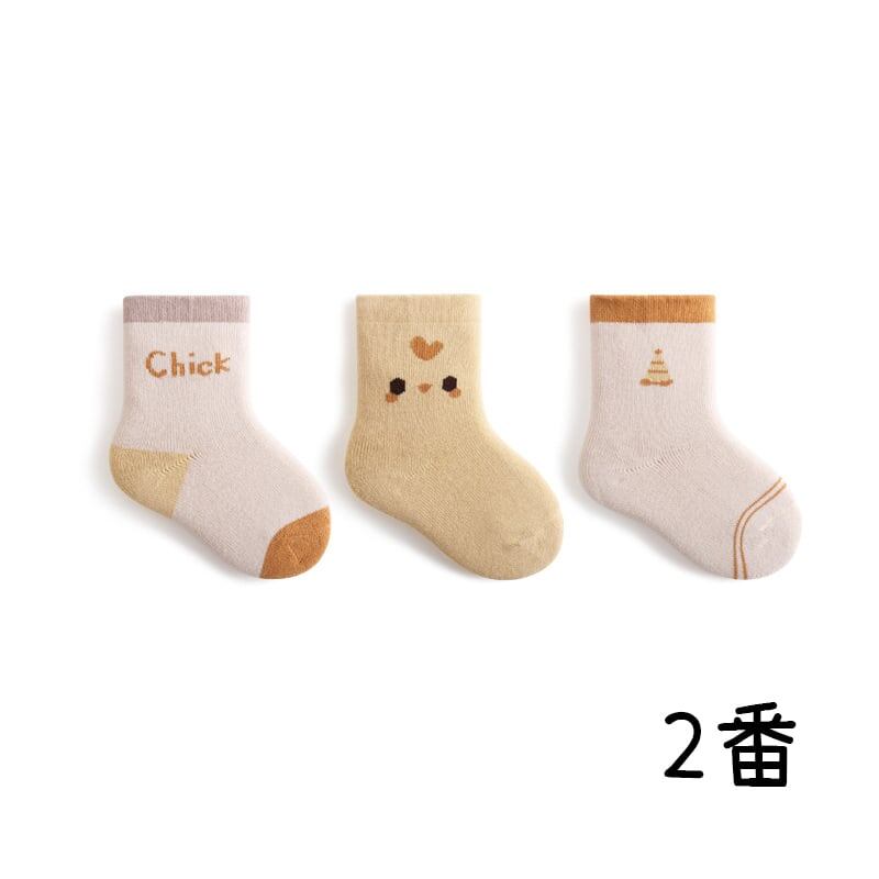 【SOCKS】暖かいカートゥーンソックス　3ペアセット C0205