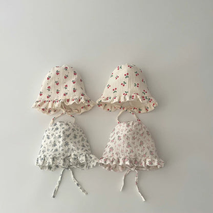 【HAT】可愛い花柄、ドット帽子 C0261