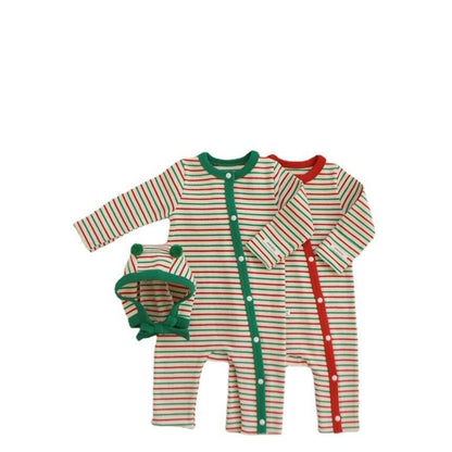 【秋新作】クリスマスボーダーオールインワン　全2色 A0348