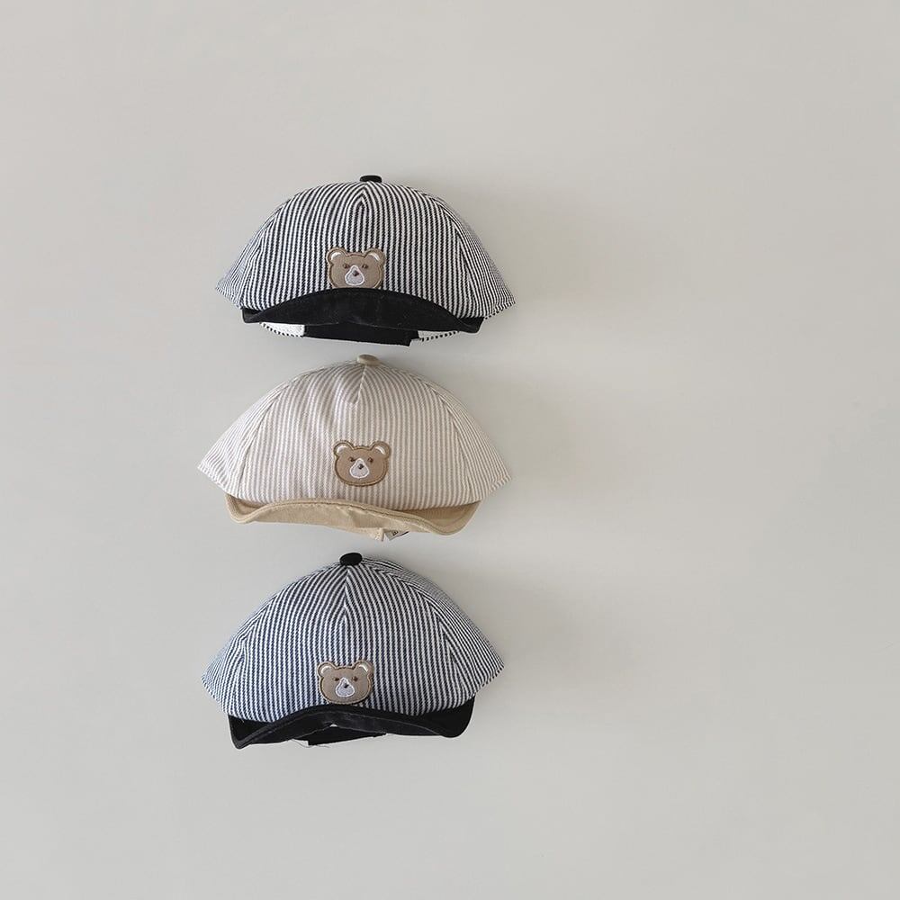 【HAT】ストライプクマ柄帽子 C0168