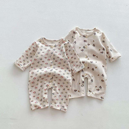 【66-100】秋新作ヨーロッパ風花柄ワッフルロンパース　全4種類 A0244