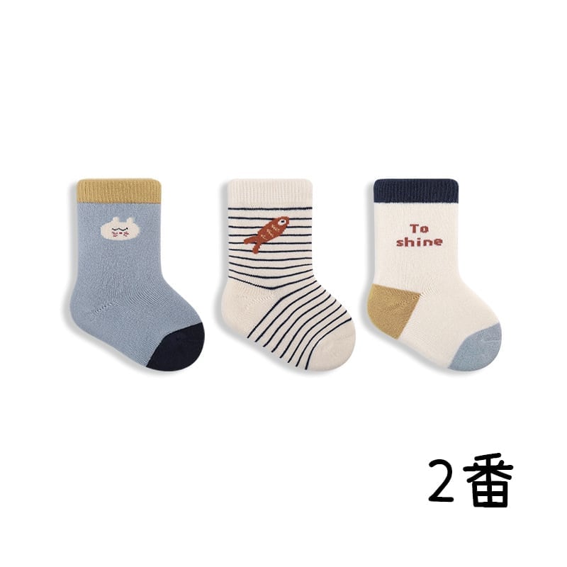 【SOCKS】暖かいアニマル柄ソックス　3ペアセット C0004