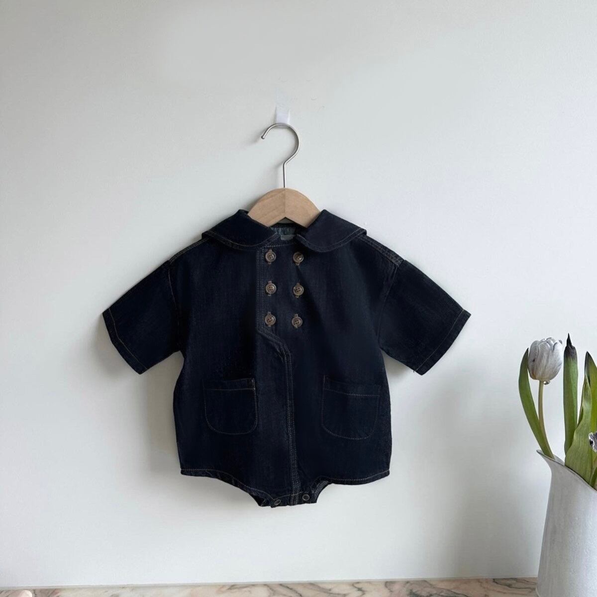 [Autumn New Arrival] Simple Design Denim Romper - All 2 Colors A0638