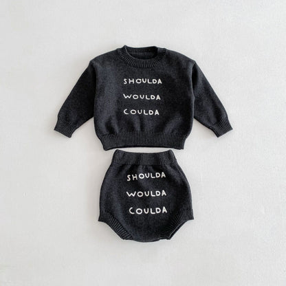 【秋新作】英字刺繍トップス＋かぼちゃんパンツ 全2色 A0713