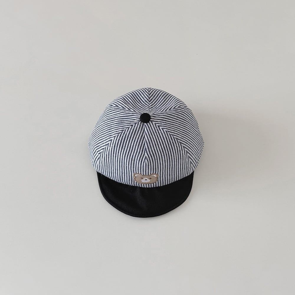 【HAT】ストライプクマ柄帽子 C0168