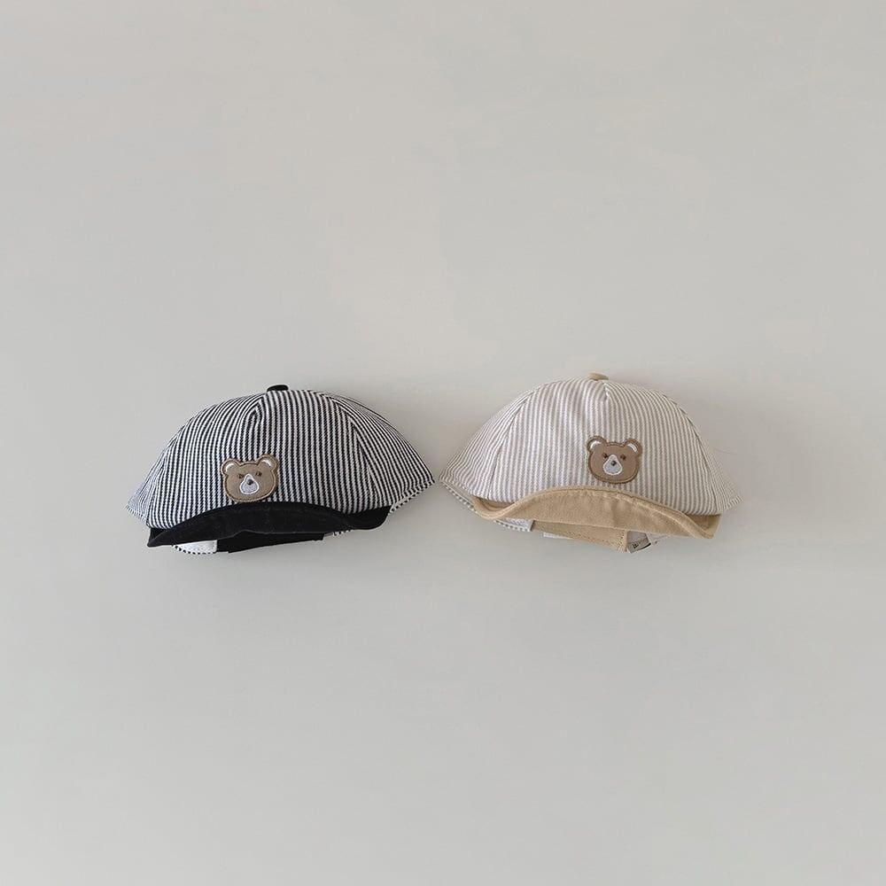【HAT】ストライプクマ柄帽子 C0168
