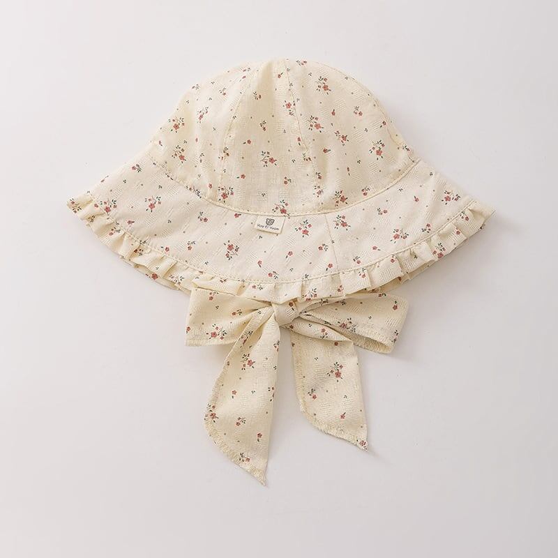 【HAT】リボン付き小花ボンネット　帽子 C0128