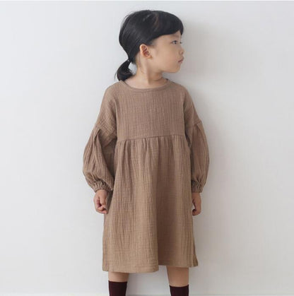 [80-130] New Autumn Shoulder Design Linen Dress (2 Colors) A0814