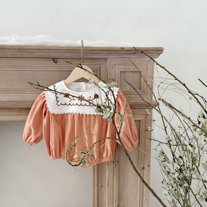 Fall Collection: Square Collar Embroidered Romper (2 Colors) A0869