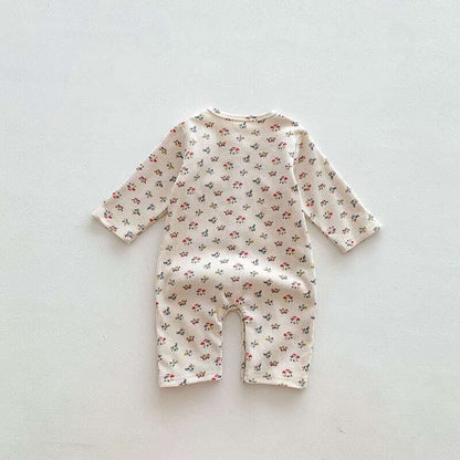 【66-100】秋新作ヨーロッパ風花柄ワッフルロンパース　全4種類 A0244