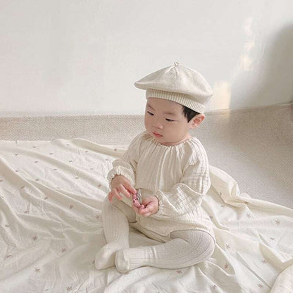 [Autumn Collection] Plain Round-Neck Romper - 3 Colors A0022