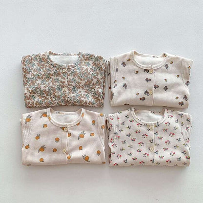 【66-100】秋新作ヨーロッパ風花柄ワッフルロンパース　全4種類 A0244