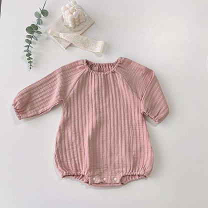 [Autumn Collection] Plain Round-Neck Romper - 3 Colors A0022