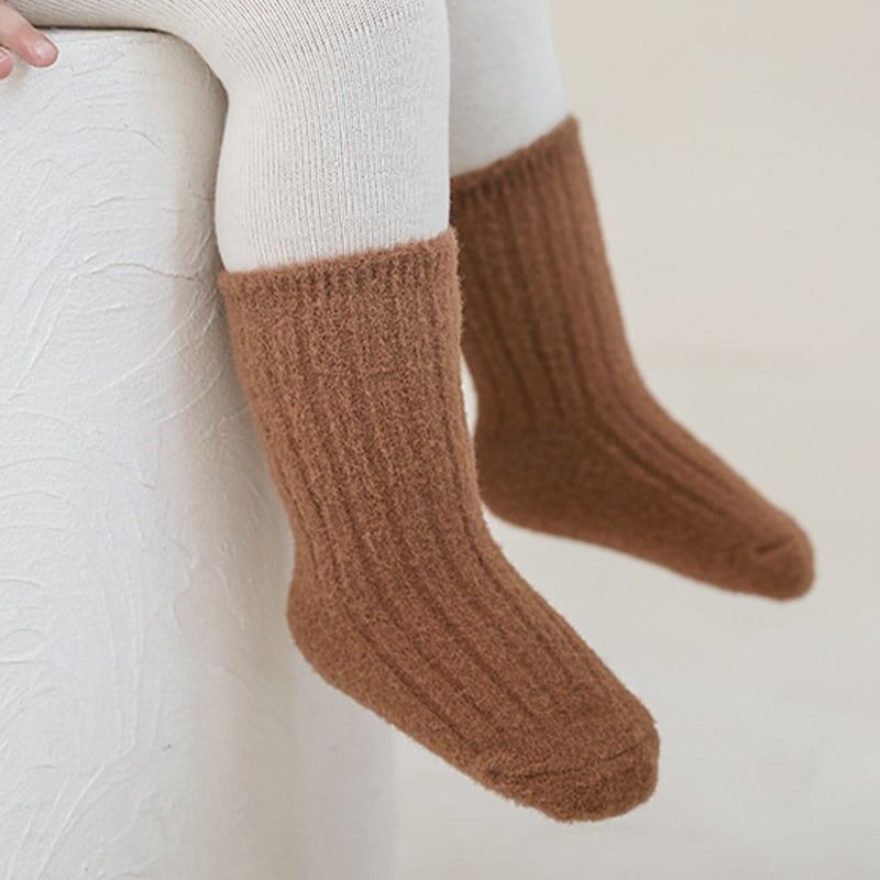 【SOCKS】暖かいリブ無地ソックス C0227