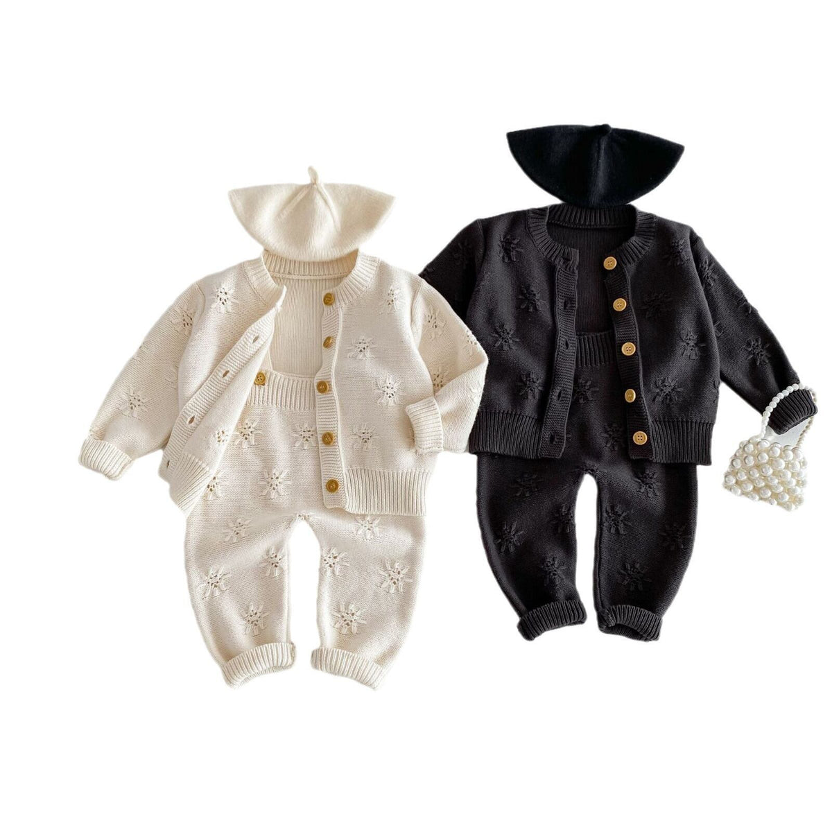 【秋新作】ナチュラル花刺しゅうニットサロペットorカーディガン　全2種類 A0877