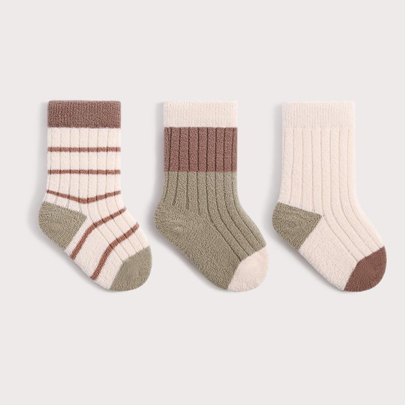 [SOCKS] Warm Border Socks - 3-Pair Set C0085