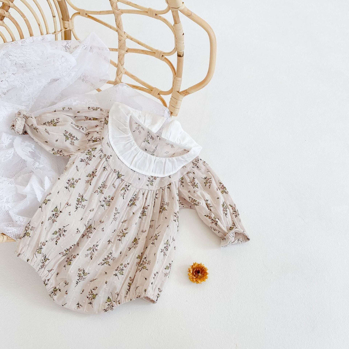 [New for Fall] Peter Pan Collar Floral Romper A0349
