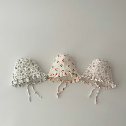 【HAT】可愛い花柄、ドット帽子 C0261