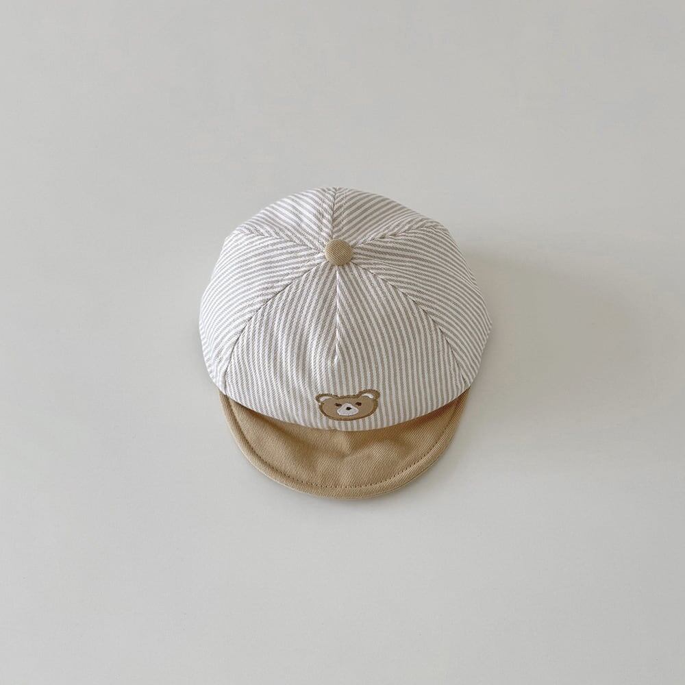 【HAT】ストライプクマ柄帽子 C0168