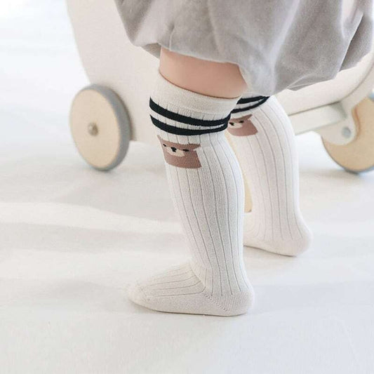 [Socks] Ribbed Long Socks with Cute Pattern - 5 Types C0056