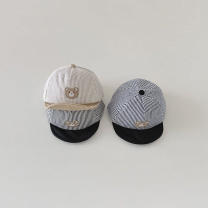 【HAT】ストライプクマ柄帽子 C0168