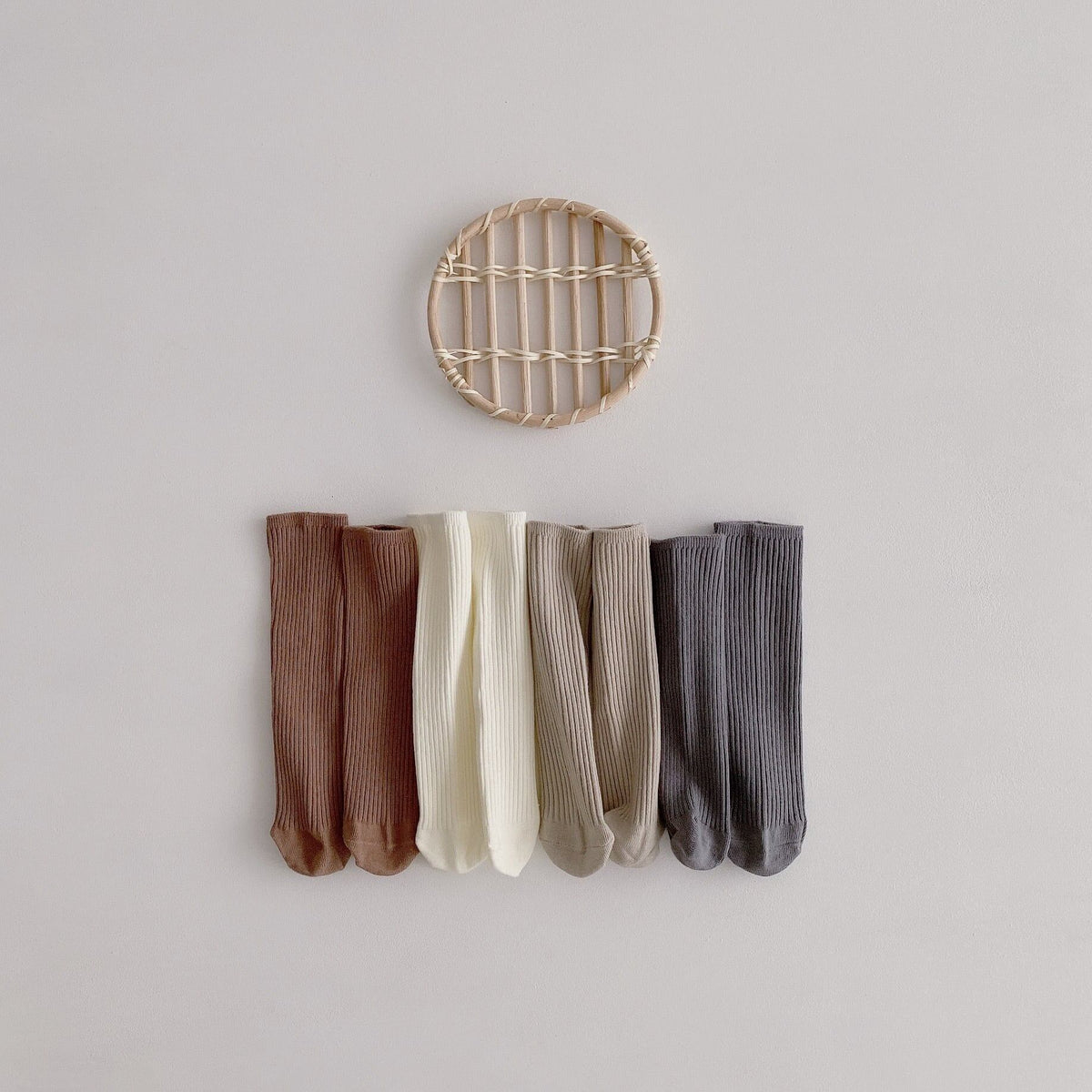 [Socks] Natural Frill Plain Socks, Set of 4 C0222