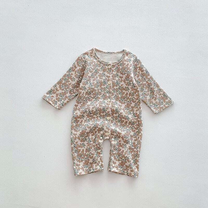 【66-100】秋新作ヨーロッパ風花柄ワッフルロンパース　全4種類 A0244