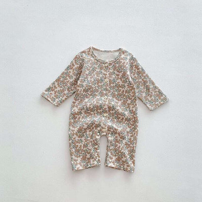【66-100】秋新作ヨーロッパ風花柄ワッフルロンパース　全4種類 A0244
