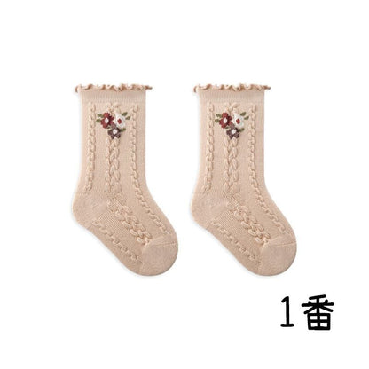 【SOCKS】Embroidered flower socks C0224