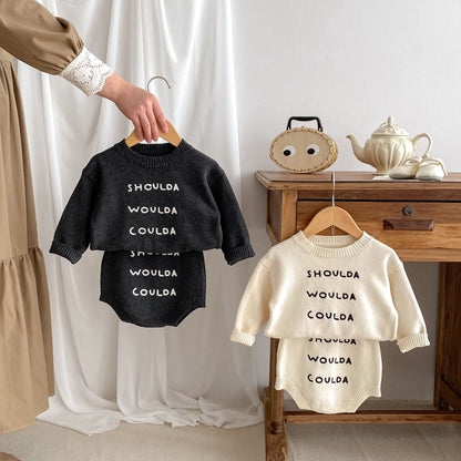 【秋新作】英字刺繍トップス＋かぼちゃんパンツ 全2色 A0713