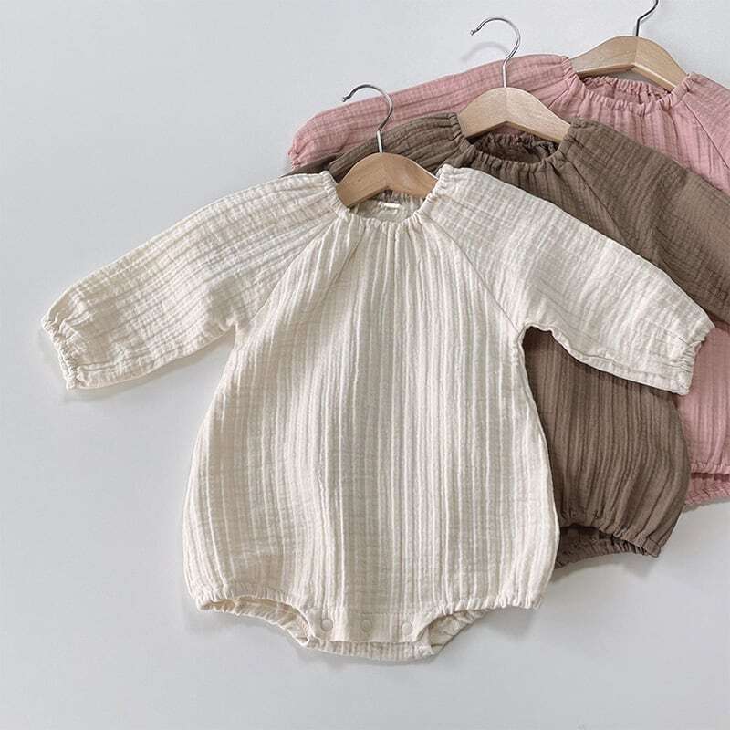 [Autumn Collection] Plain Round-Neck Romper - 3 Colors A0022