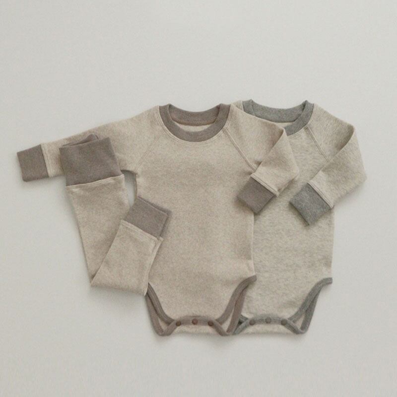 [Autumn New Arrival] Simple Design Romper or Top & Leggings 2-piece Set - All 2 Colors A0837