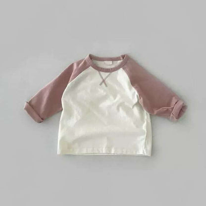 【秋新作】韓国風バイカラーTシャツ　全2色 A0586