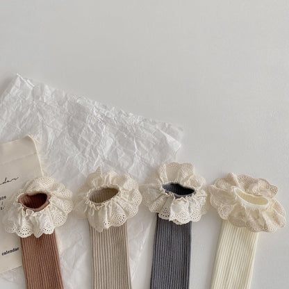 [Socks] Natural Frill Plain Socks, Set of 4 C0222