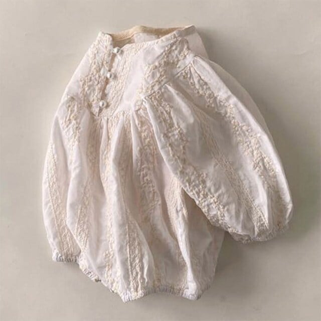 【秋新作】花刺しゅう長袖ロンパース　全2色 A0540