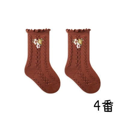 【SOCKS】Embroidered flower socks C0224
